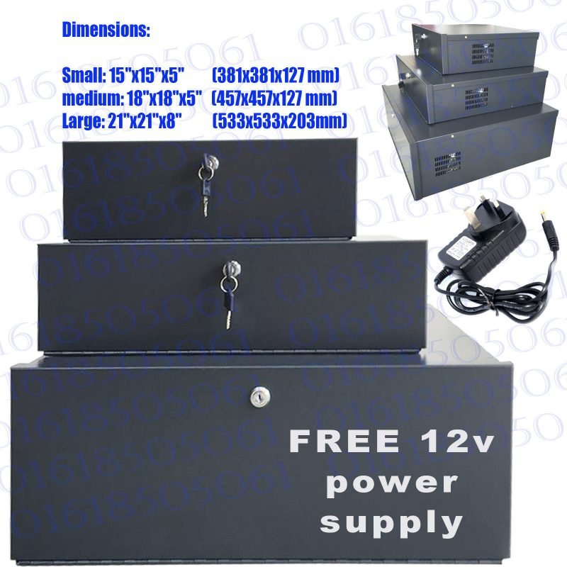 Small CCTV DVR Lockable Safe Box Heavy Duty DVR Protection 15" X 15" X 5"